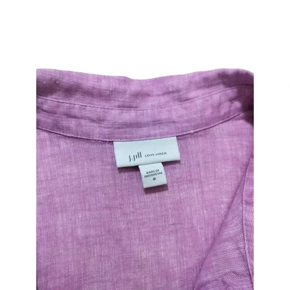 J.Jill Women's Love Linen‎ Tunic Blouse Light Purple Long Sleeve Top Size M - Picture 11 of 12